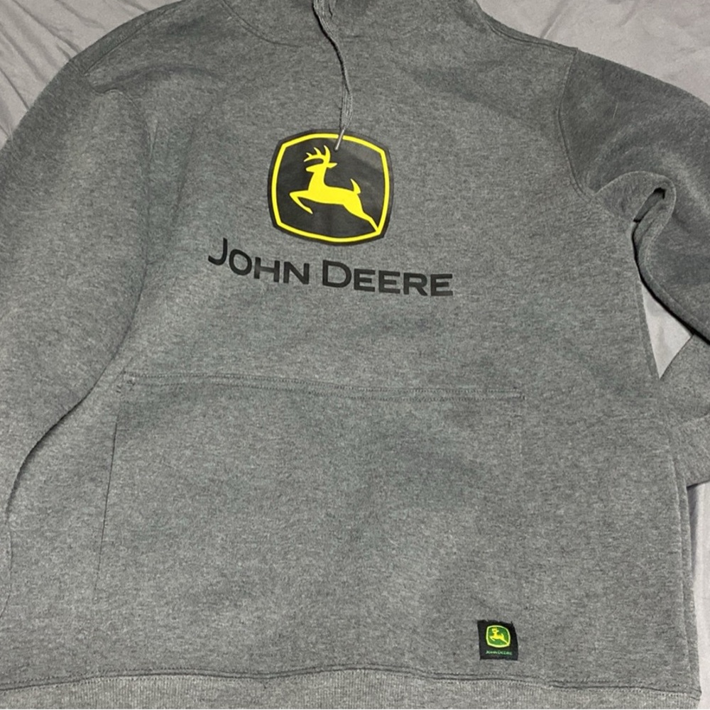 John Deere Gray Hoodie with Yellow Logo